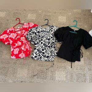 Lot of 3 Old Navy Wrap Front Summer Puff Sleeve Tops Blouse